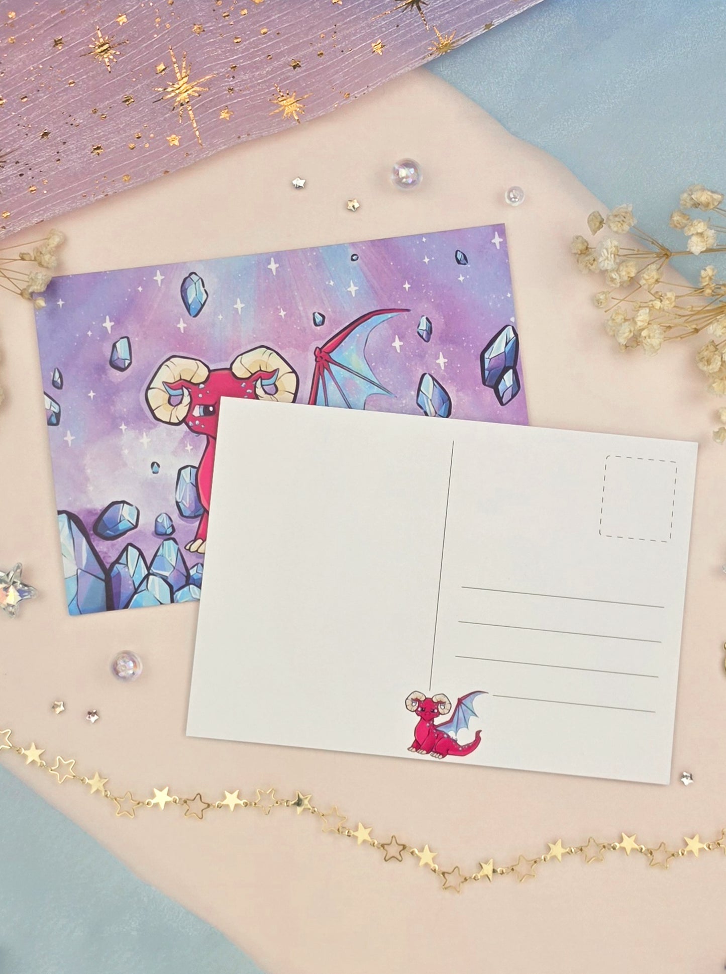 Aries Dragon Art Print | Zodiac Dragon Postcard | A6 Fantasy Dragon Illustration | Astrology Gift