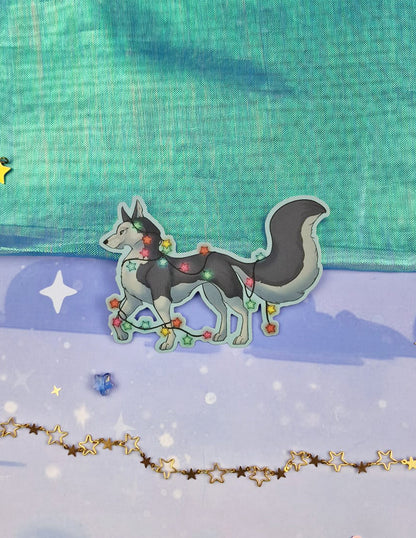 Xmas Husky Holographic Sticker