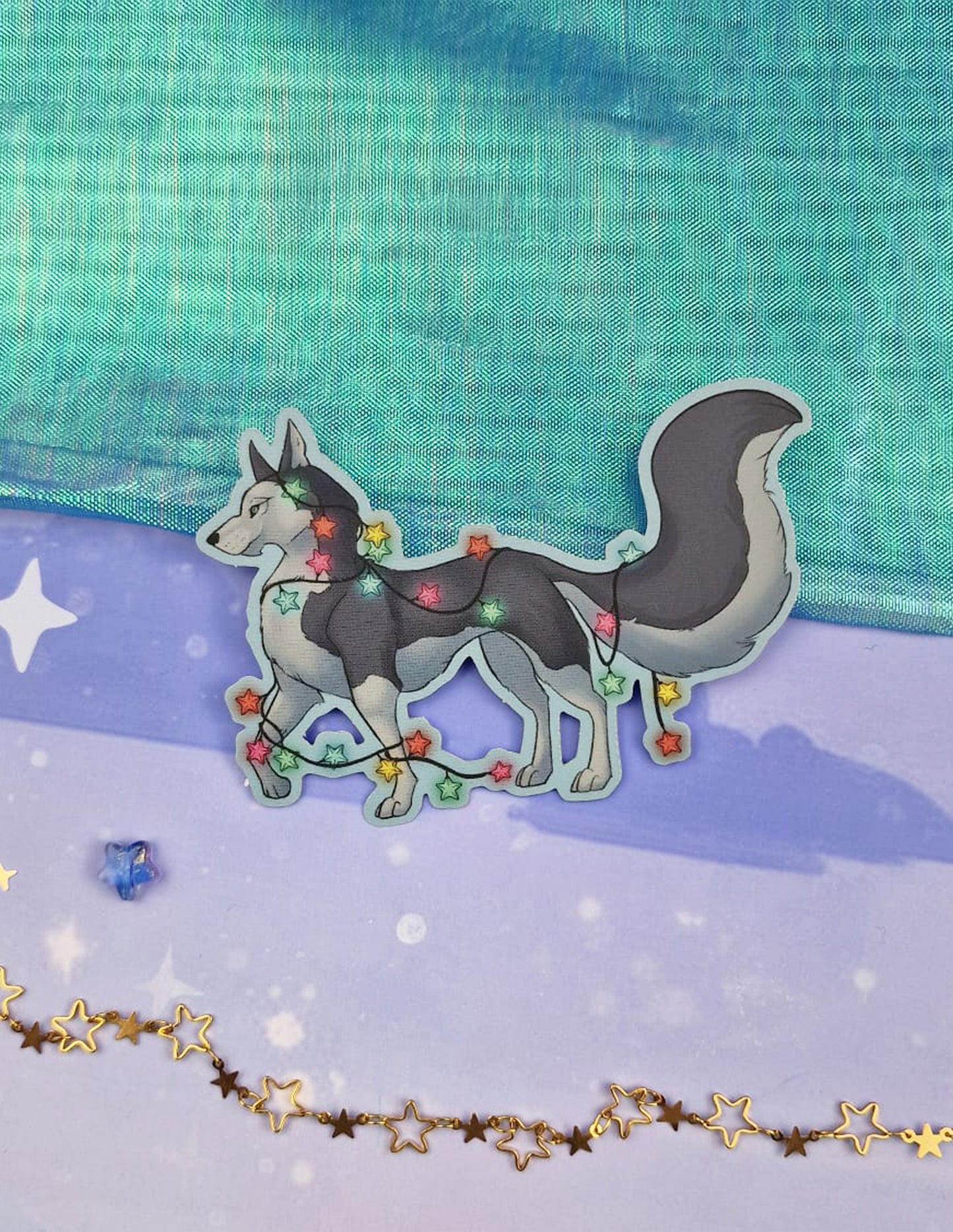 Xmas Husky Holographic Sticker