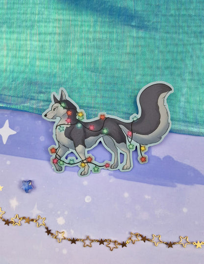 Xmas Husky Holographic Sticker