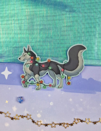 Xmas Husky Holographic Sticker