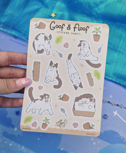 Goof & Floof Sticker Sheet | Cat Lover Gift | Journaling, Planning | Kawaii Vinyl Stickers