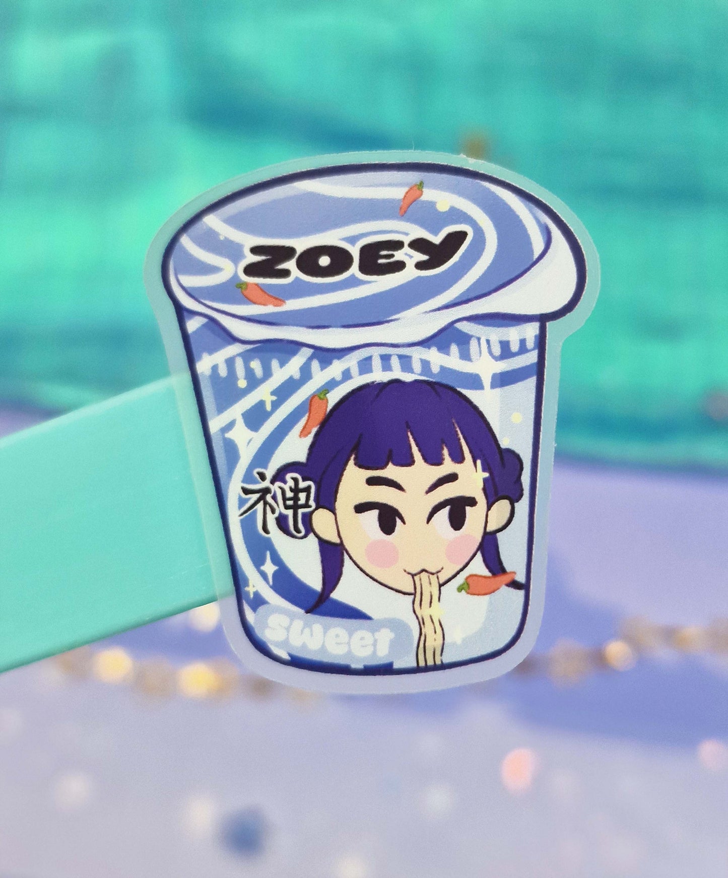 Zoey Ramen Transparent Sticker | Clear Vinyl | K-pop Demon Hunters Fanart