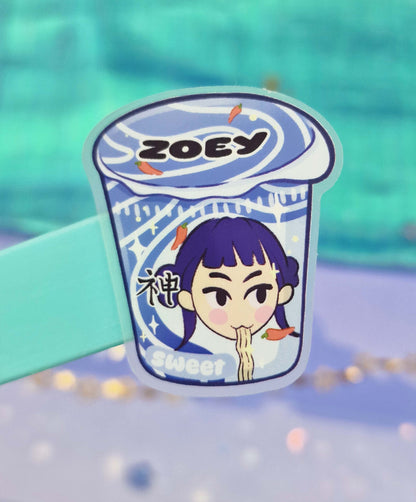 Zoey Ramen Transparent Sticker | Clear Vinyl | K-pop Demon Hunters Fanart