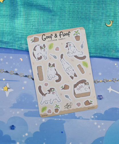 Goof & Floof Sticker Sheet | Cat Lover Gift | Journaling, Planning | Kawaii Vinyl Stickers