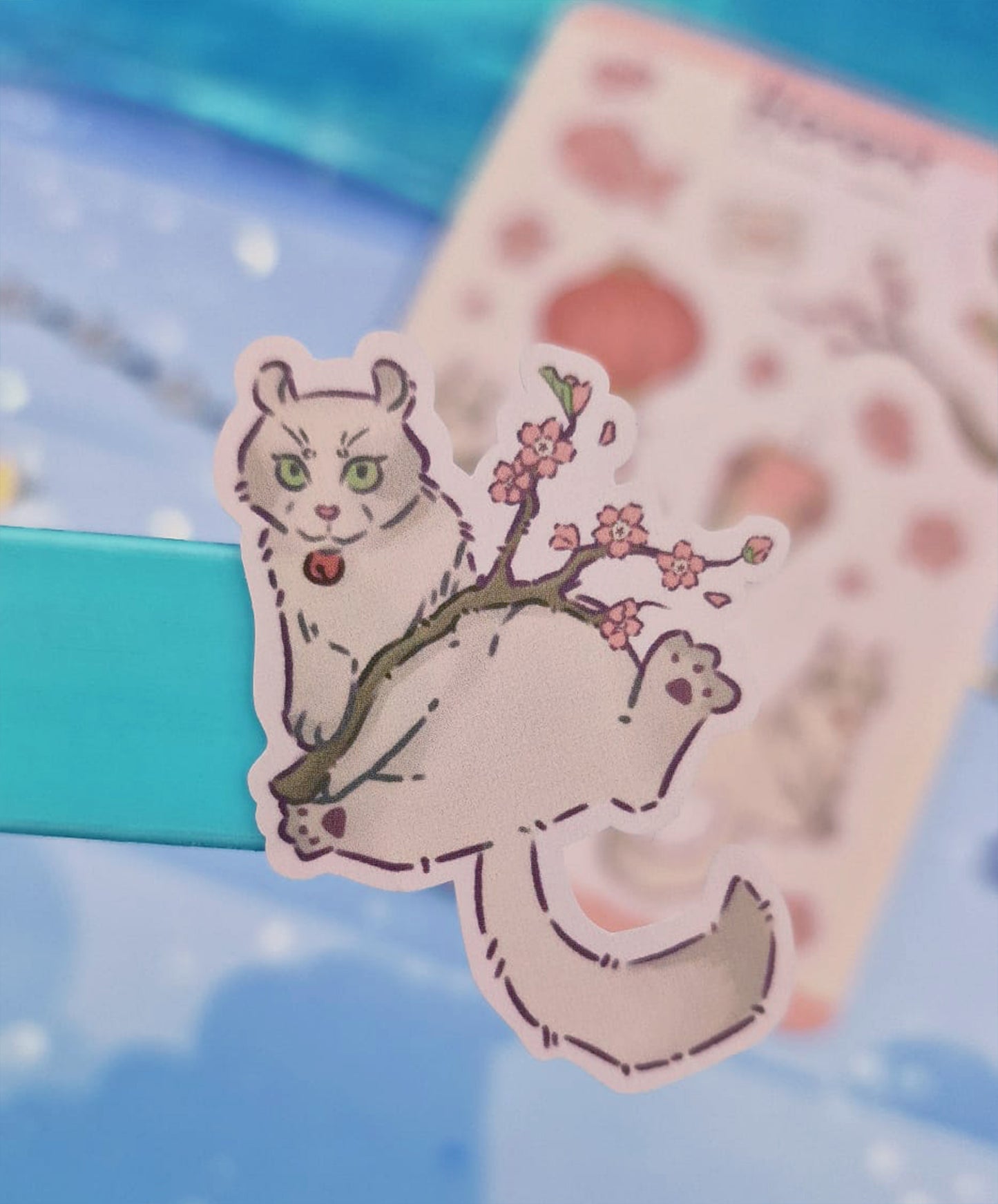 Hanami Sticker Sheet | Cherry Blossom Cat | Kawaii Spring Stickers | Vinyl Stickers | Sakura Season