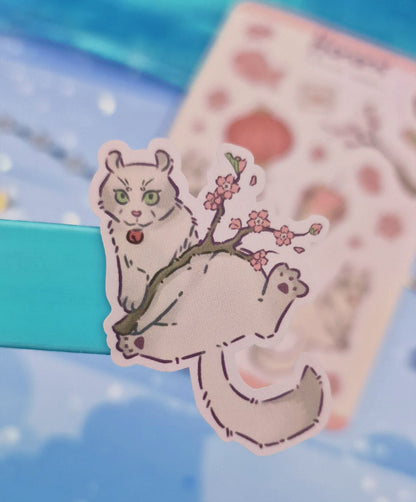 Hanami Sticker Sheet | Cherry Blossom Cat | Kawaii Spring Stickers | Vinyl Stickers | Sakura Season