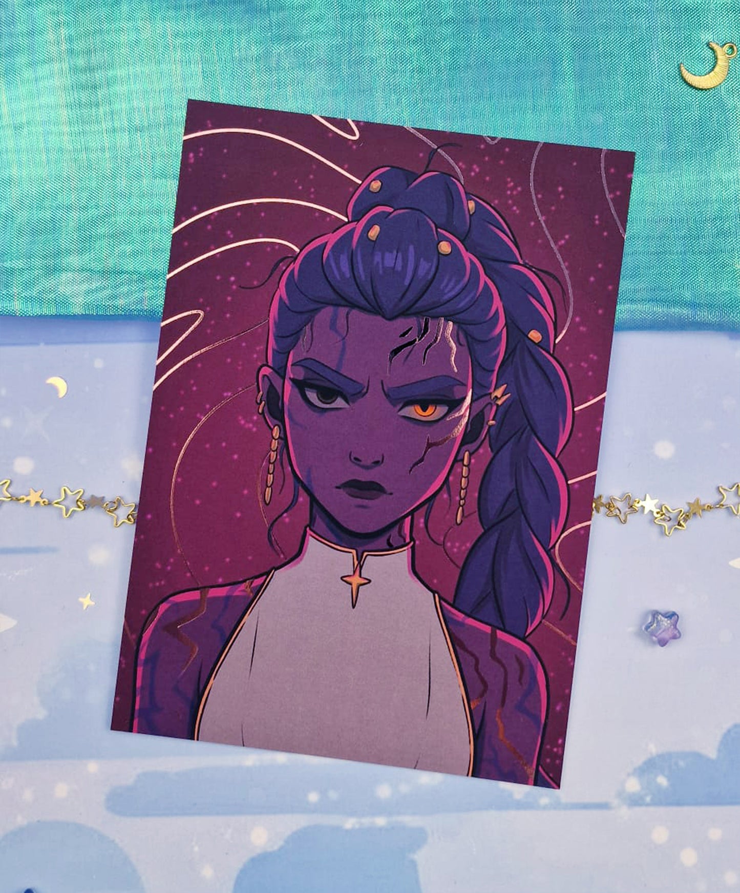 Demon Rumi Holographic Art Print | A6 Soft Matte Foil Illustration | K-pop Fanart | Anime Stationery