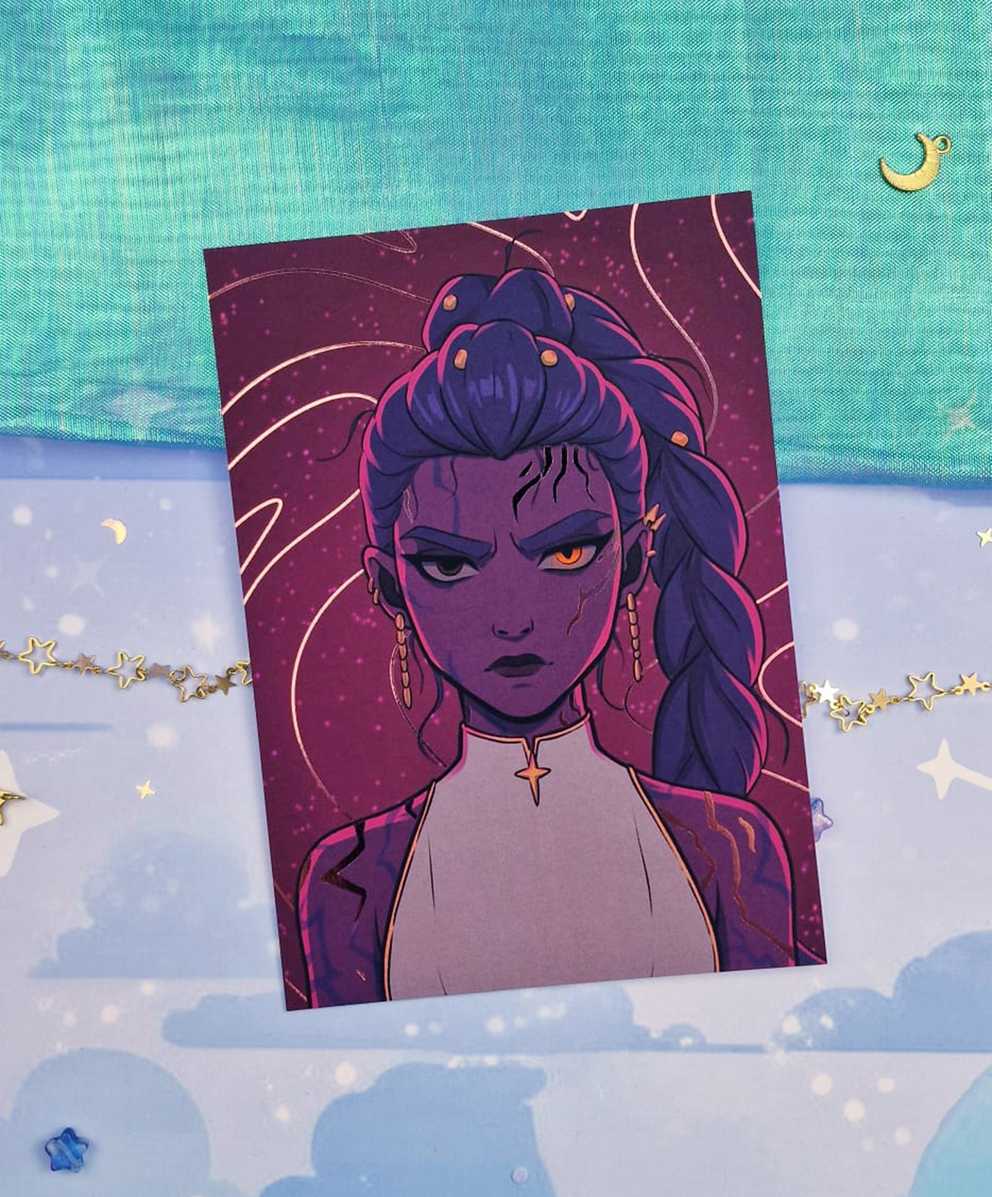 Demon Rumi Holographic Art Print | A6 Soft Matte Foil Illustration | K-pop Fanart | Anime Stationery