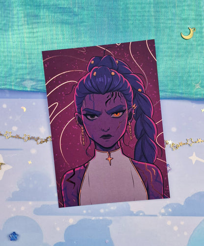 Demon Rumi Holographic Art Print | A6 Soft Matte Foil Illustration | K-pop Fanart | Anime Stationery