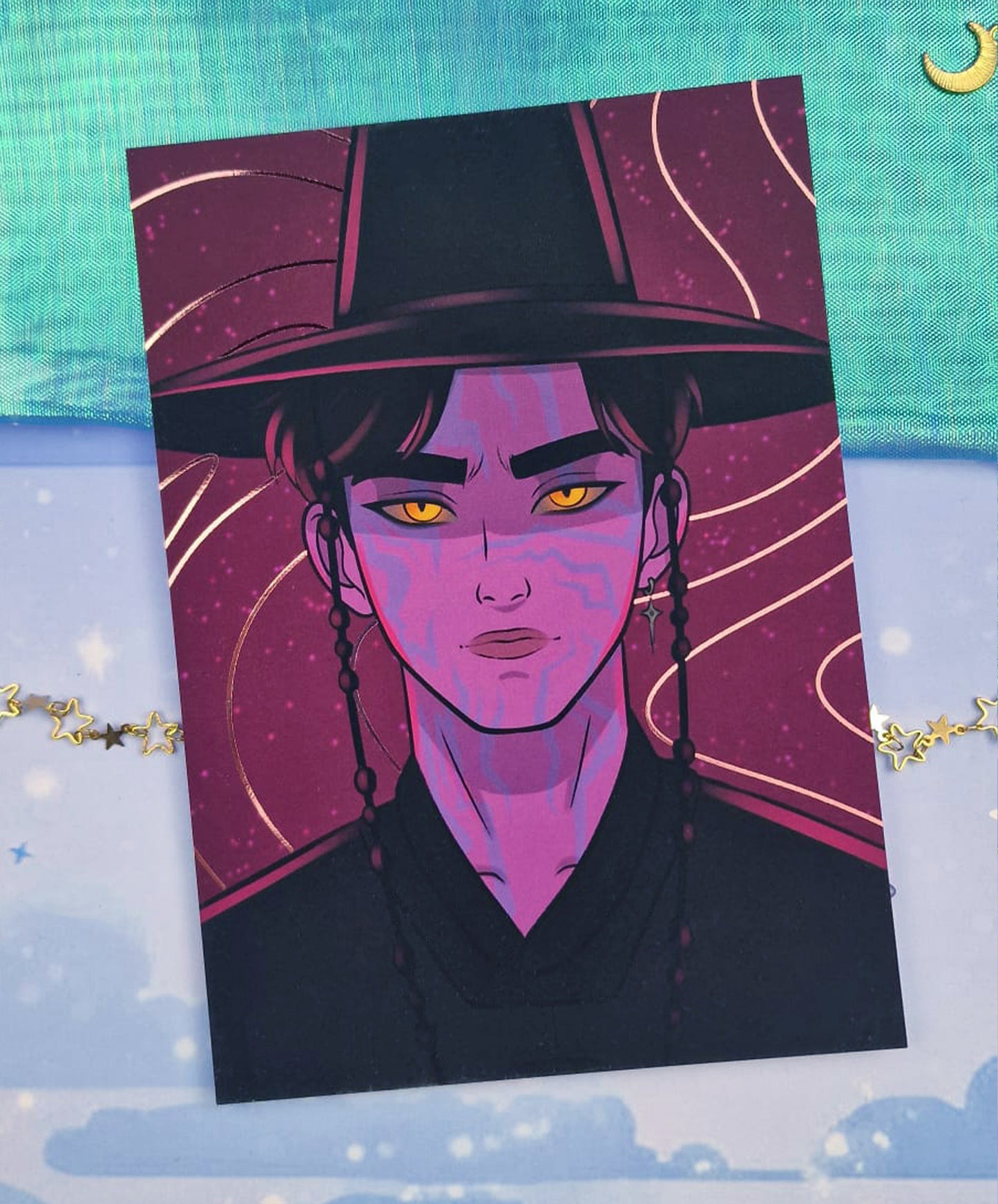 Demon Jinu Holographic Art Print | A6 Soft Matte Foil Illustration | K-pop Fanart | Anime Stationery