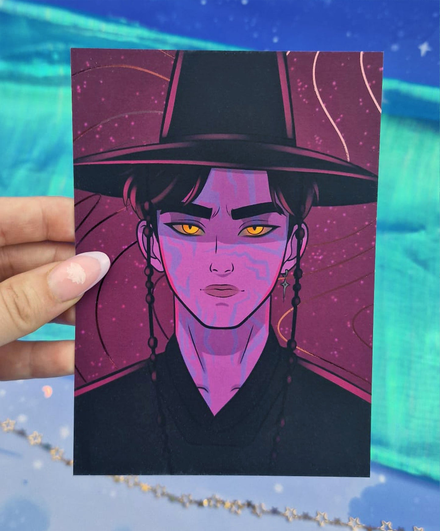 Demon Jinu Holographic Art Print | A6 Soft Matte Foil Illustration | K-pop Fanart | Anime Stationery