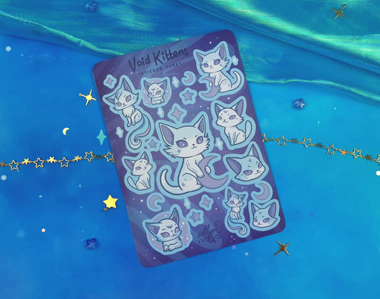 Void Kittens | Cute | Stickers | Scrapbooking | Labels | Planning | Decorating | Cosy | Starry | Kawaii | Sticker Sheet | ellyonart