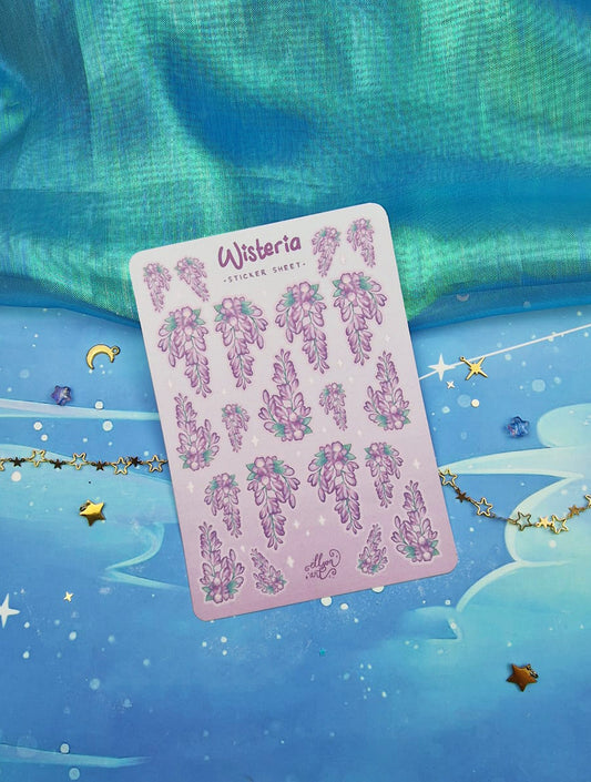 Wisteria | Cute | Stickers | Scrapbooking | Labels | Planning | Decorating | Floral | Magical | Sticker Sheet | ellyonart