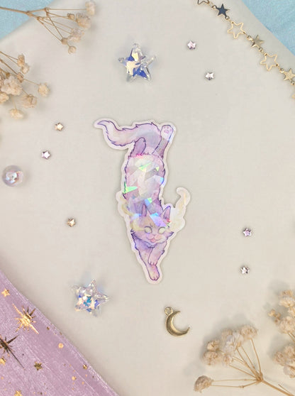 Cat Astral Familiar Sticker | Shattered Glass Transparent Vinyl Sticker | Magical Cat | Fantasy Journal Decor