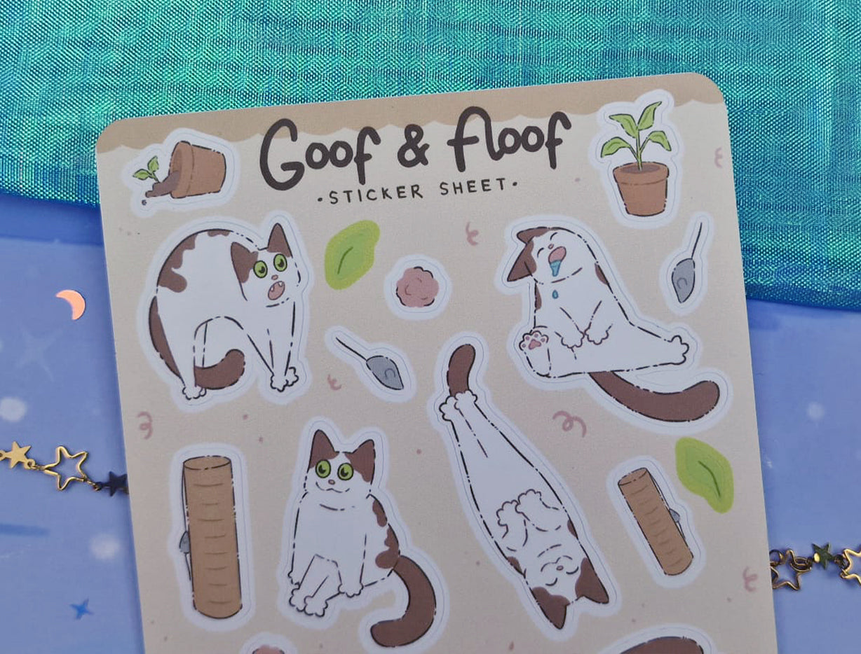 Goof & Floof Sticker Sheet | Cat Lover Gift | Journaling, Planning | Kawaii Vinyl Stickers