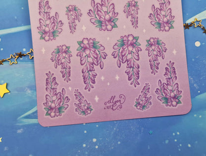 Wisteria | Cute | Stickers | Scrapbooking | Labels | Planning | Decorating | Floral | Magical | Sticker Sheet | ellyonart