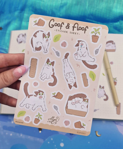 Goof & Floof Sticker Sheet | Cat Lover Gift | Journaling, Planning | Kawaii Vinyl Stickers
