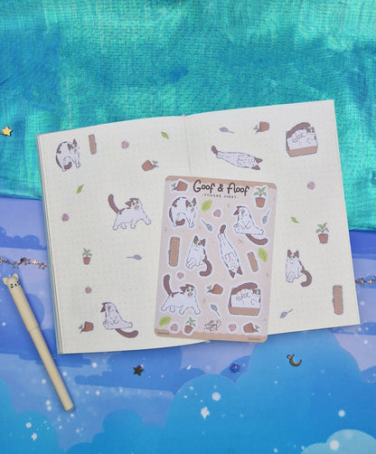 Goof & Floof Sticker Sheet | Cat Lover Gift | Journaling, Planning | Kawaii Vinyl Stickers