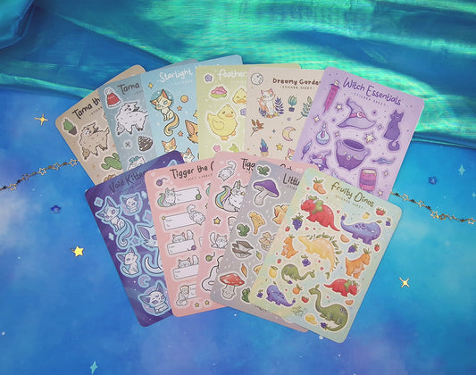 Sticker Bundle | Witch | Tigger | Cat | Lama | Frog | Dinos | Scrapbooking | Labels | Planning | Decorating | Plants | Spring | Sticker Sheet | ellyonart