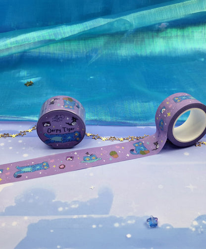 Derpy Tiger Washi Tape | Cute Tiger Design | Decorative Paper Tape | Journaling & Planner Tape | ellyonart