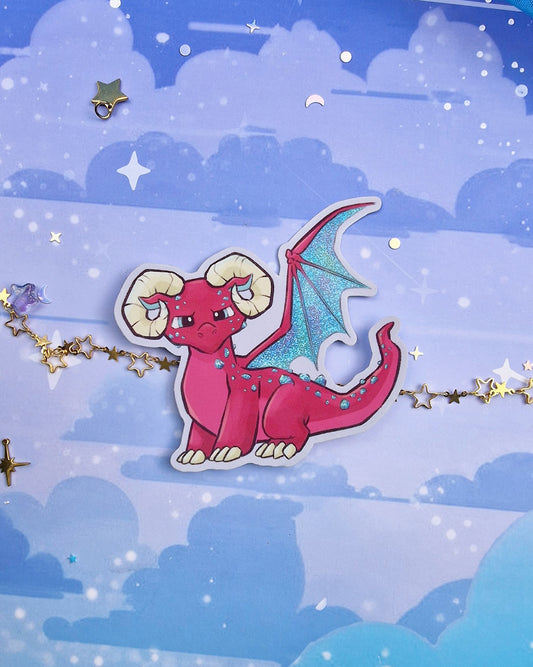 Aries Dragon Holographic Sticker