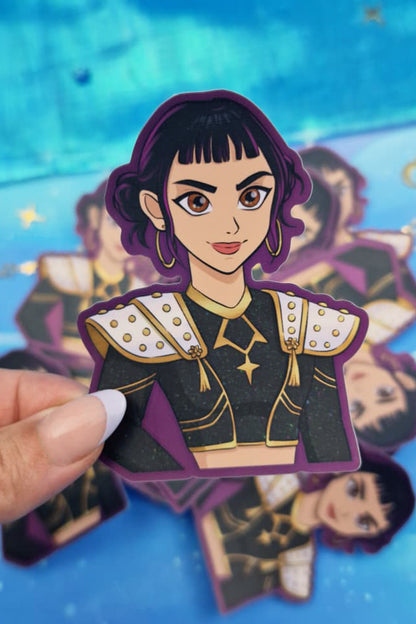 Zoey Holographic Sticker | Light & Dark Outfit | Matte Rainbow Vinyl | Kpop Demon Hunters Fanart | Anime Sticker Art