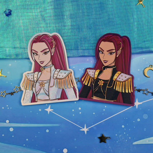 Mira Holographic Sticker | Light & Dark Outfit | Matte Rainbow Vinyl | Kpop Demon Hunters Fanart | Anime Sticker Art