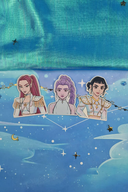 Light & Dark Trio Sticker Set | Mira, Rumi, Zoey | Matte Holographic Vinyl | Kpop Demon Hunters Fanart | Anime Stickers