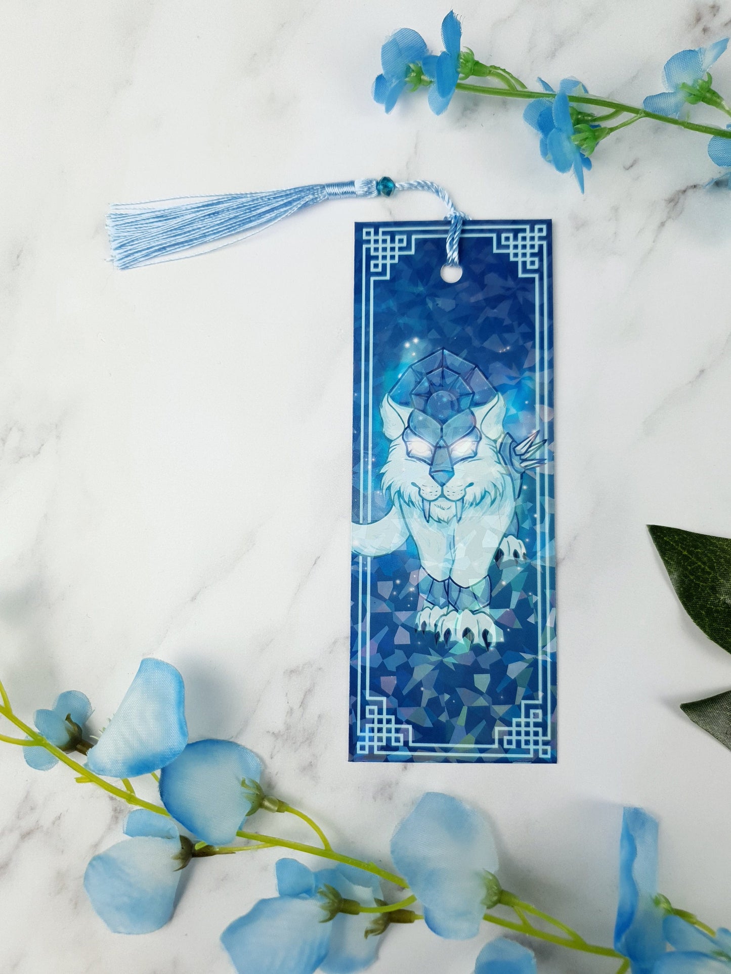 Spectral Ethereal Tiger Bookmark | Celestial Spirit Beast | Glossy or Shattered Glass | Fantasy Game-Inspired Book Gift | Mystical Feline