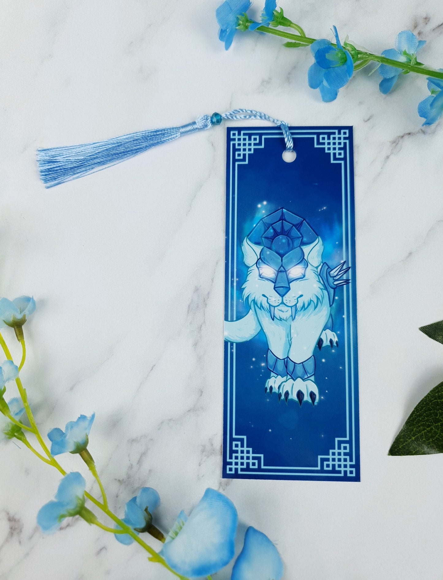 Spectral Ethereal Tiger Bookmark | Celestial Spirit Beast | Glossy or Shattered Glass | Fantasy Game-Inspired Book Gift | Mystical Feline