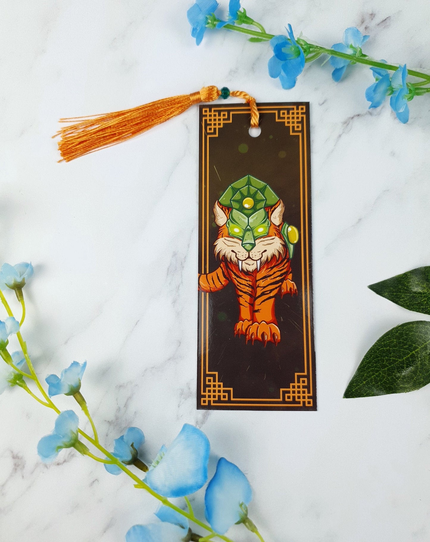 Tiger Mount Bookmark | Fantasy Feline | Magical Gift | Glossy or Holographic | Game-Inspired Pet | Enchanted Beast | Bookish Gift
