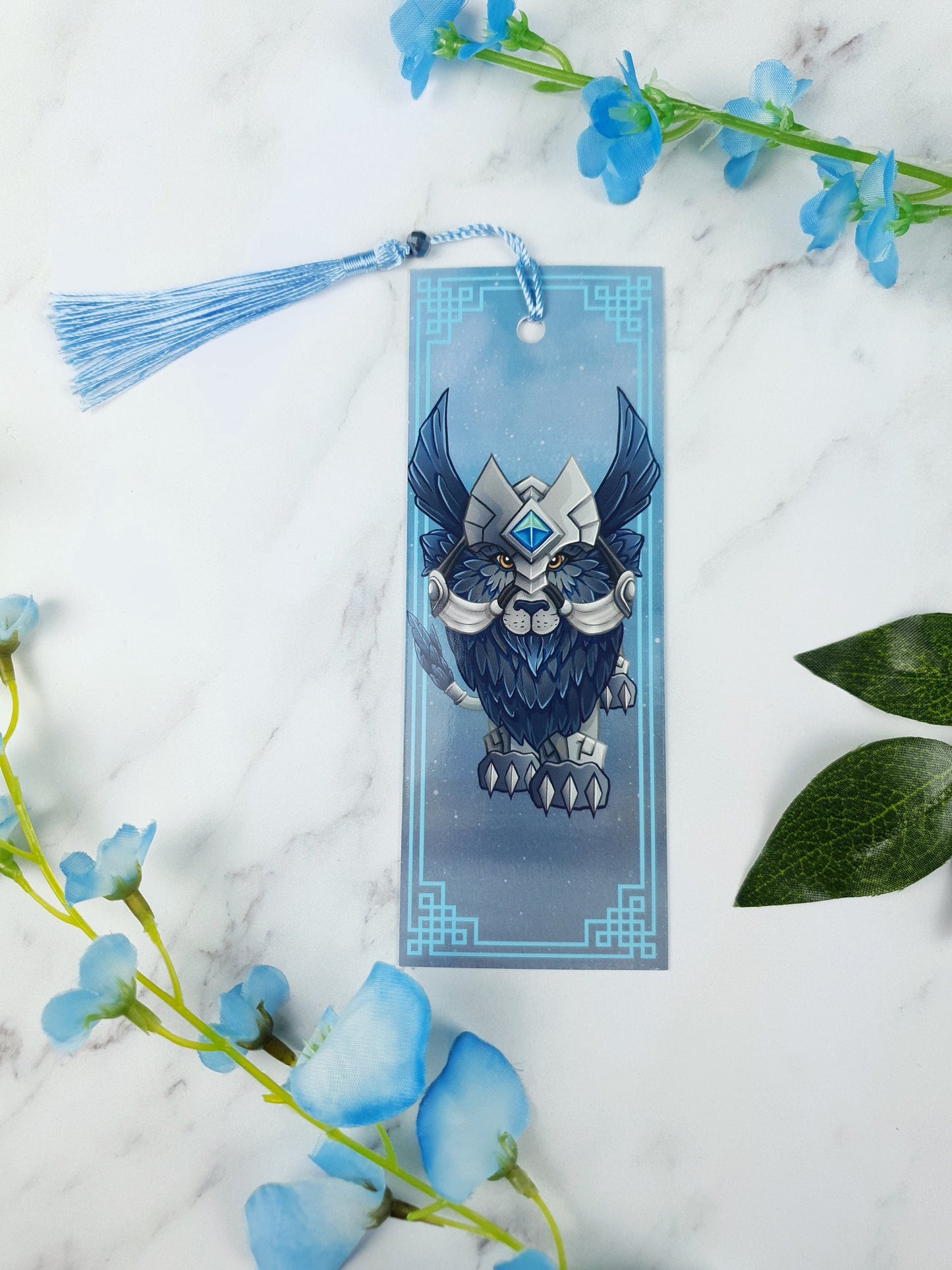 Winged Lion Bookmark | Celestial Guardian | Glossy or Shattered Glass | Fantasy Game-Inspired Book Gift | Mythical Cat Companion