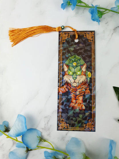 Tiger Mount Bookmark | Fantasy Feline | Magical Gift | Glossy or Holographic | Game-Inspired Pet | Enchanted Beast | Bookish Gift