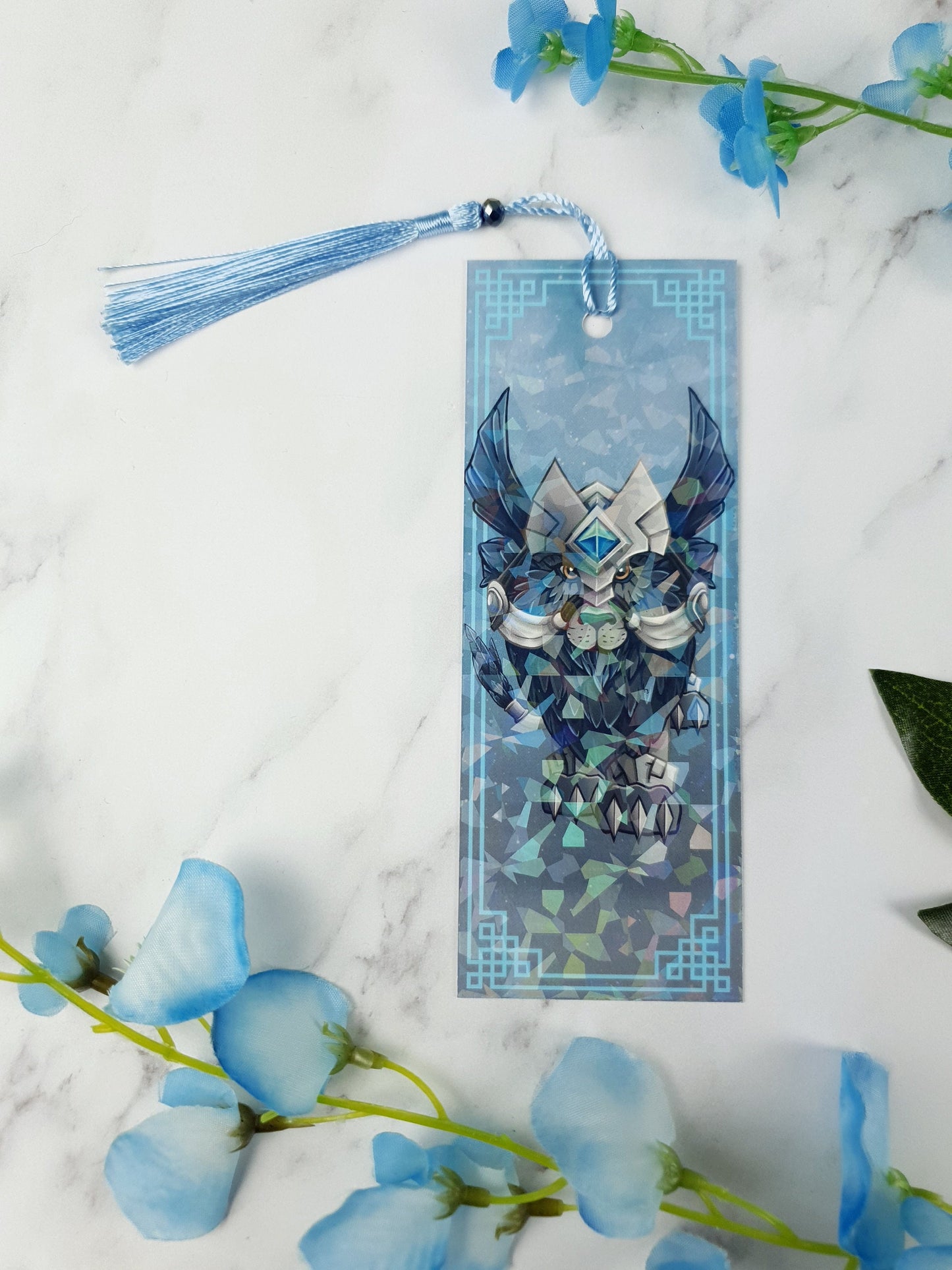 Winged Lion Bookmark | Celestial Guardian | Glossy or Shattered Glass | Fantasy Game-Inspired Book Gift | Mythical Cat Companion