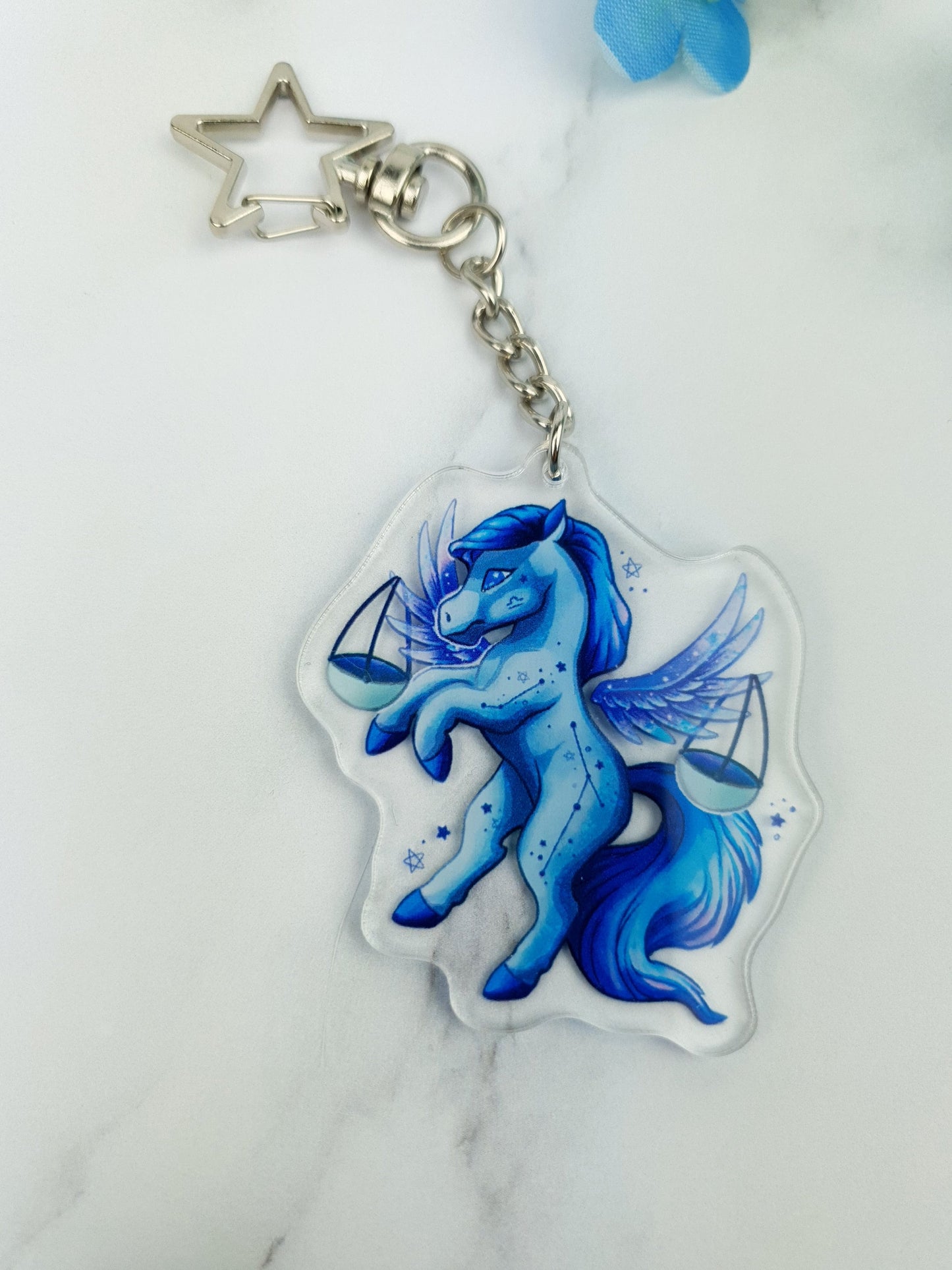 Libra | Cute | Kawaii | Glossy | Star | Celestial | Universe | Galaxy | Zodiac | Acrylic | Keychain | Gift | Accessories