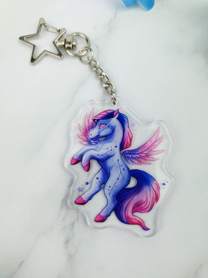Pegasus | Cute | Kawaii | Glossy | Star | Horse | Unicorn | Galaxy | Zodiac | Acrylic | Keychain | Gift | Accessories