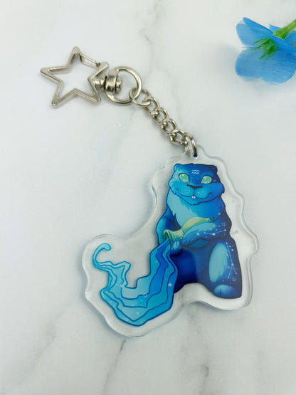 Aquarius | Cute | Kawaii | Glossy | Star | Celestial | Universe | Galaxy | Zodiac | Acrylic | Keychain | Gift | Accessories
