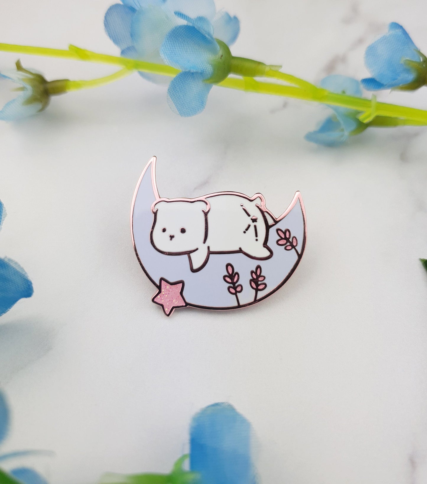 Moonie | Collector Pin | Moon Bear | Stars | Universe | Galaxy | Enamel Pin | Lapel Pin | Polar Bear | White | Snowy | ellyonart