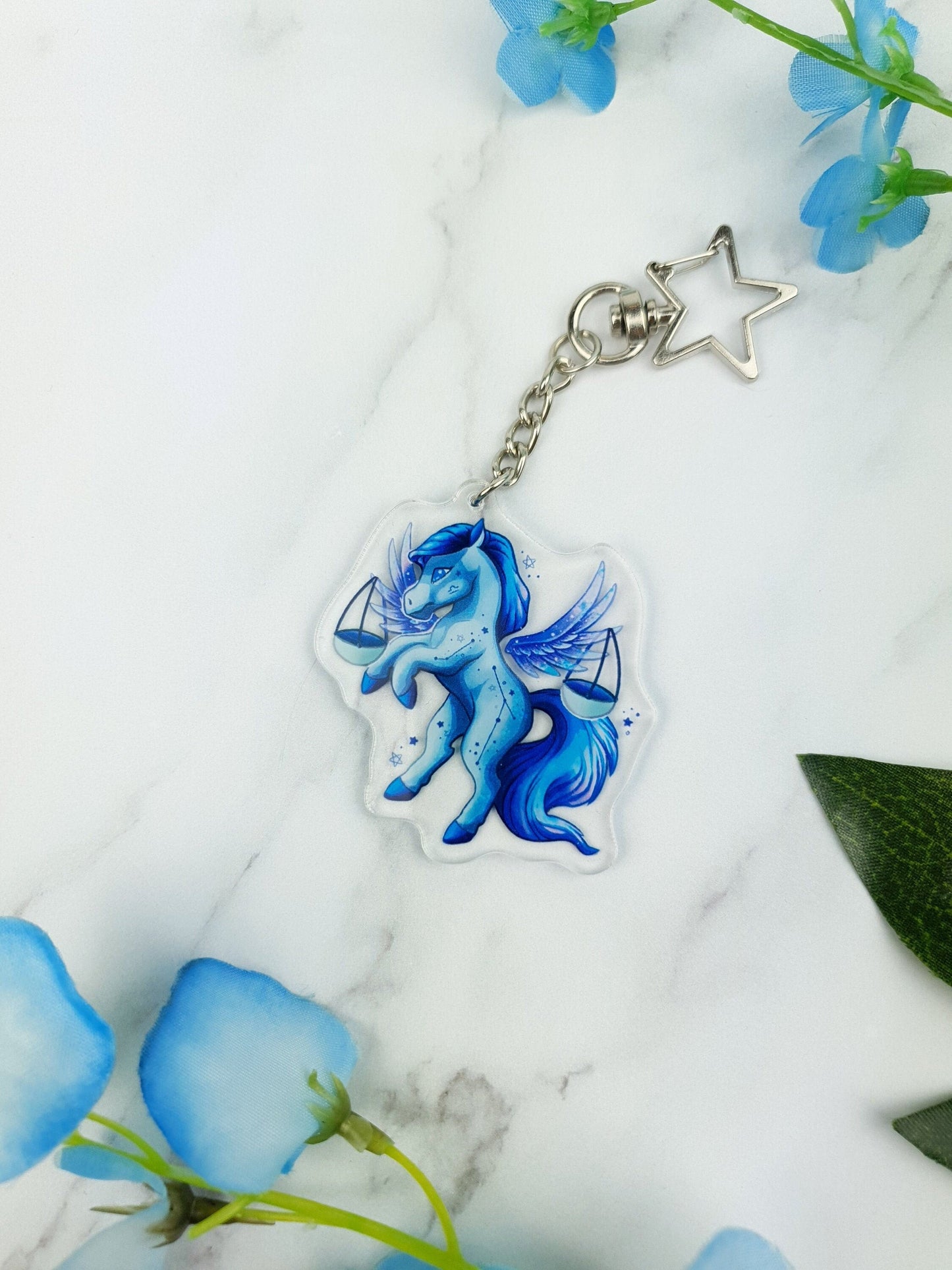Libra | Cute | Kawaii | Glossy | Star | Celestial | Universe | Galaxy | Zodiac | Acrylic | Keychain | Gift | Accessories