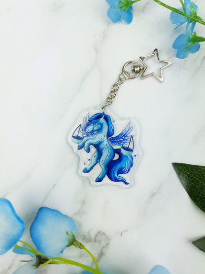 Libra | Cute | Kawaii | Glossy | Star | Celestial | Universe | Galaxy | Zodiac | Acrylic | Keychain | Gift | Accessories