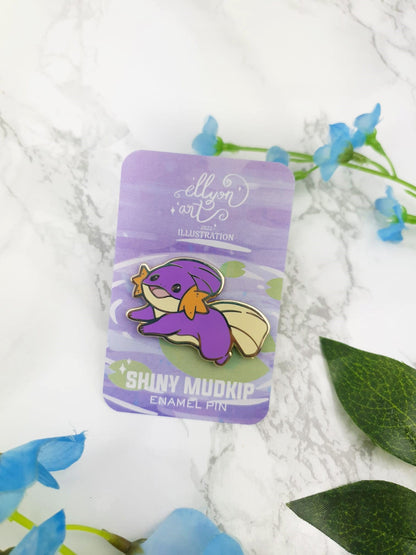 Cute | Collector Pin | Kawaii | Japanese | Anime | Pokemon | Mudkip | Lapel Pin | Shiny | Hard Enamel | Lapel | Poképal | ellyonart
