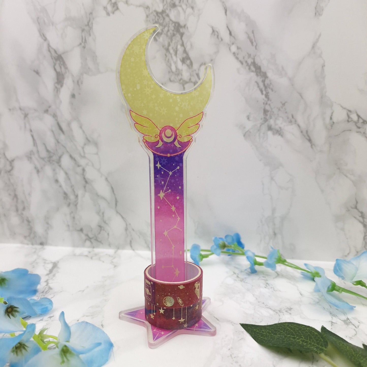 Kawaii Washi Stand | Desk Accessory | Magical Wand | Star | Washi Tape Holder | Constellation | Cute Desk Accessory | Moon | ellyonart