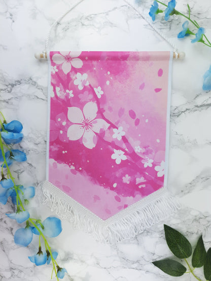 Banner | Flag | ellyonart | Enamel Pin | Lapel Pin | Pin Badge | Collection | Display | Banner | Cherry | Blossom | Pink | Floral |Gift