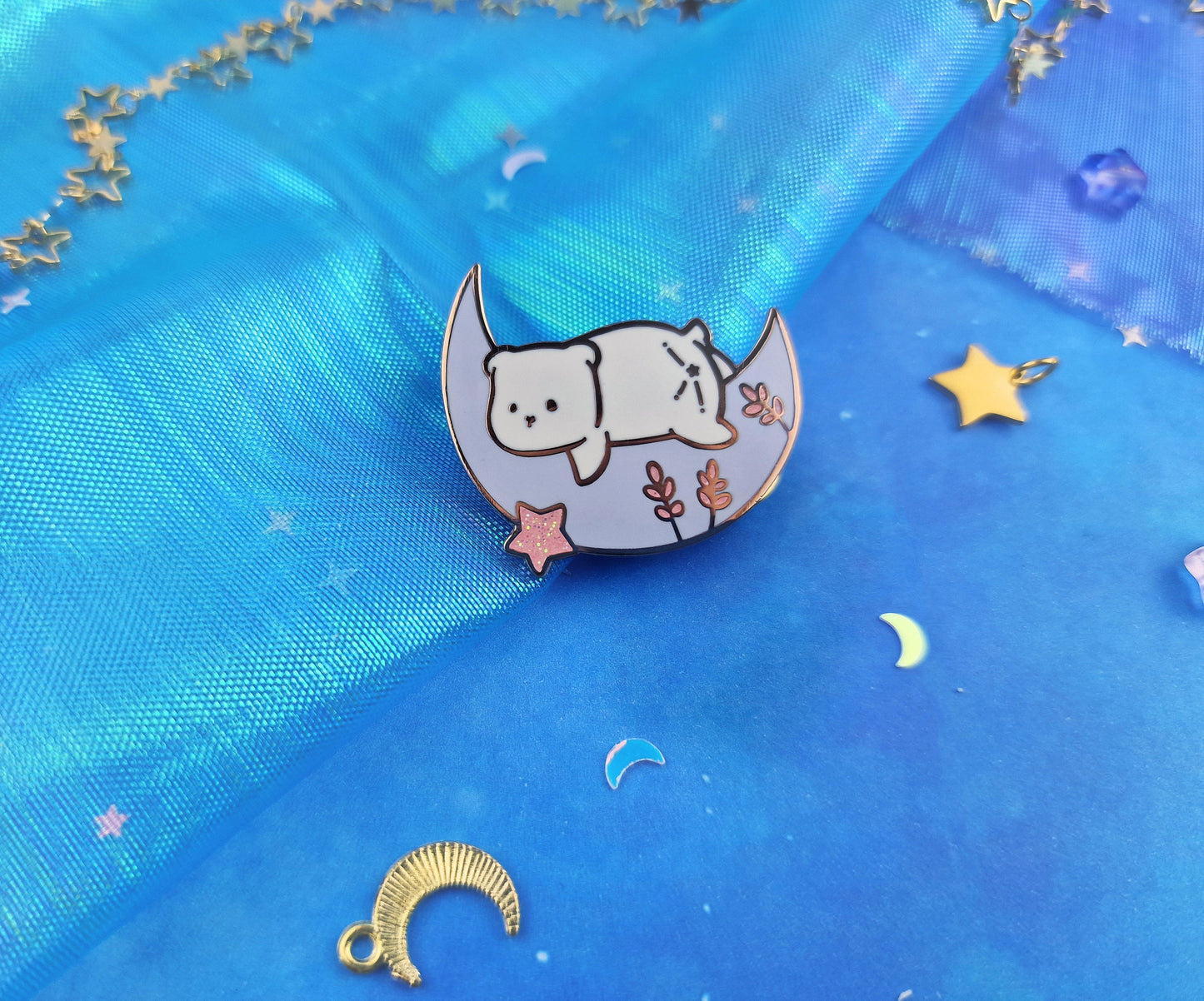 Moonie | Collector Pin | Moon Bear | Stars | Universe | Galaxy | Enamel Pin | Lapel Pin | Polar Bear | White | Snowy | ellyonart