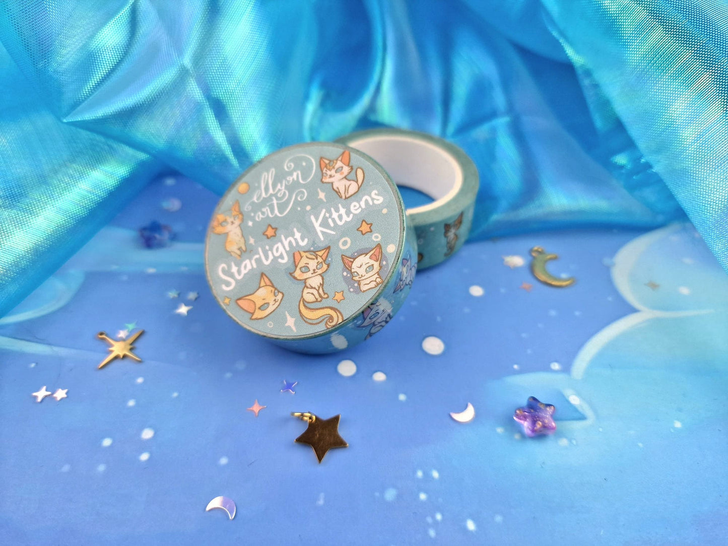 Kawaii Washi Tape | Starlight Kittens | Stationery | Cats | Decorative Tape | Kawaii | Cats | Cute | Scrapbooking | Journaling | ellyonart