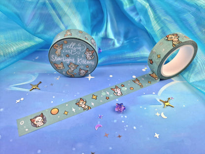 Starlight Kittens | Cute | Stickers | Scrapbooking | Washi Tape | Planning | Decorating | Cosy | Starry | Kawaii | Sticker Sheet | ellyonart