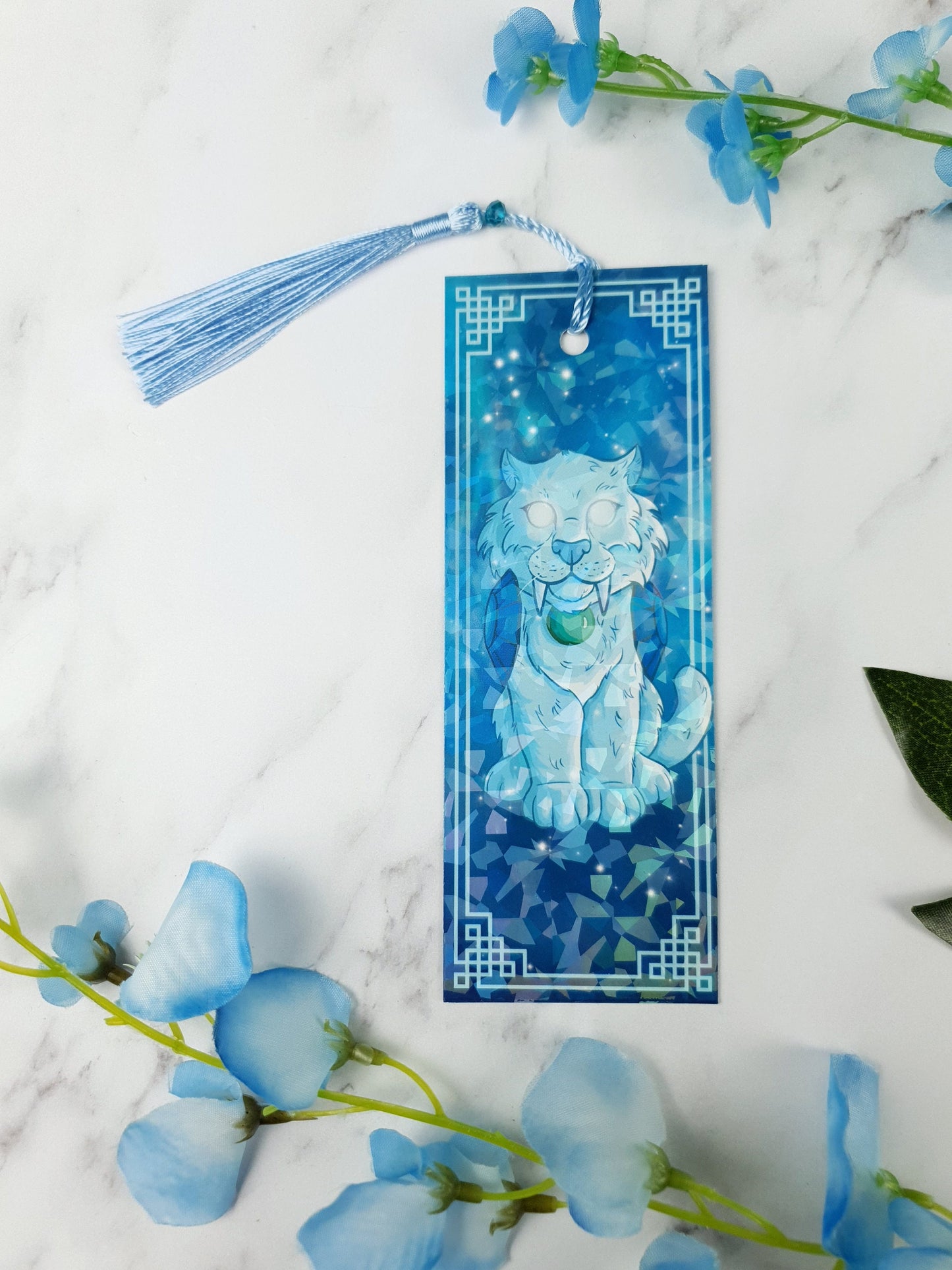 Spectral Tiger Cub Holographic Bookmark | Ethereal Fantasy Cat | Glossy or Shattered Glass | Game-Inspired Magic | Book Lover Gift