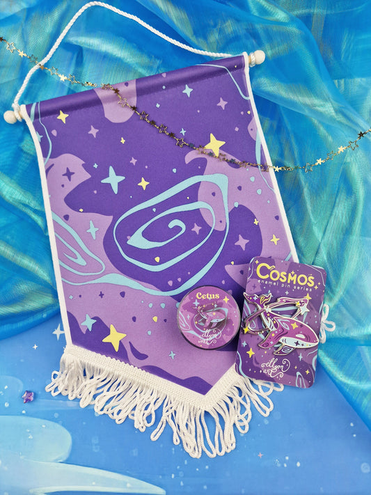 Cetus | COSMOS | Bundle | Enamel Pin | Lapel Pin | Washi Tape | Collection | Banner | Collection | Galaxy | Flag | Gift | ellyonart