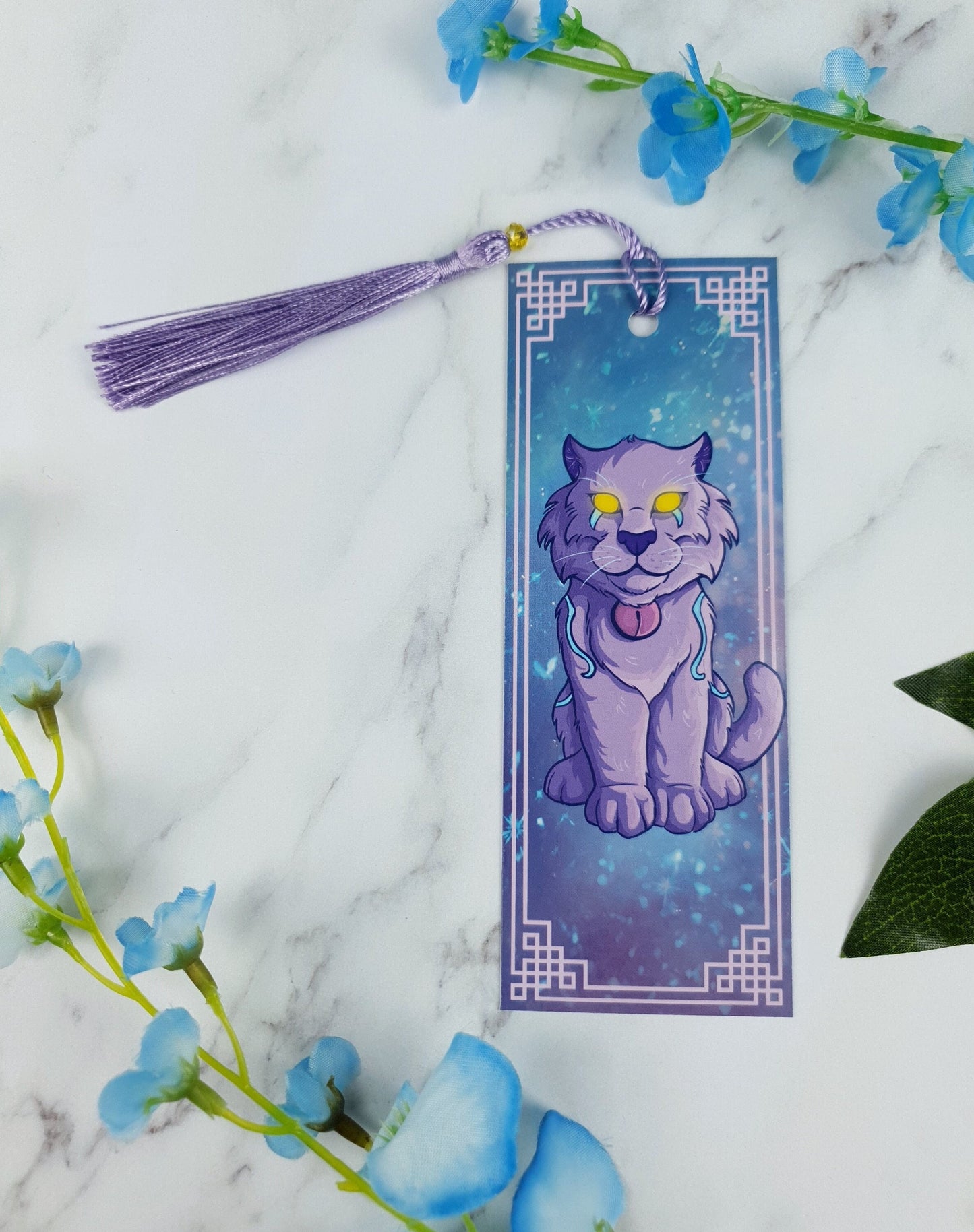 Enchanted Purple Cat Holographic Bookmark | Magical Cat | Glossy or Shattered Glass | Fantasy Book Lover Gift